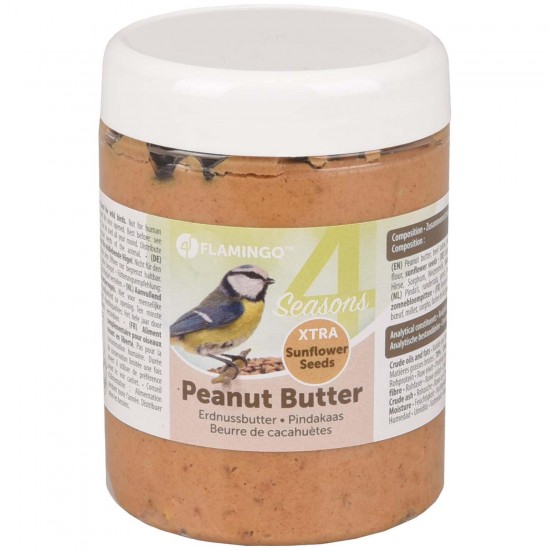 FLAMINGO PEANUT BUTTER JAR WITH SUNFLOWER SEEDS 