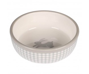 FLAMINGO FEEDING BOWL RABBIT MYLO CERAMIC GREY-WHITE ROUND 360ML 