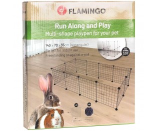FLAMINGO MODULAR PLAYPEN PETER BLACK 12 PANELS 140x70x35CM