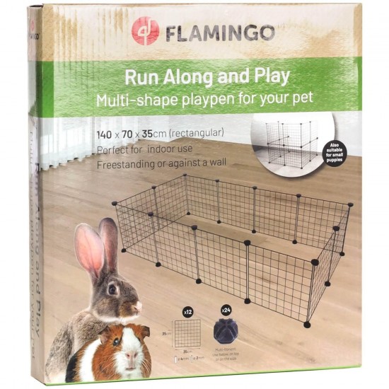 FLAMINGO MODULAR PLAYPEN PETER BLACK 12 PANELS 140x70x35CM