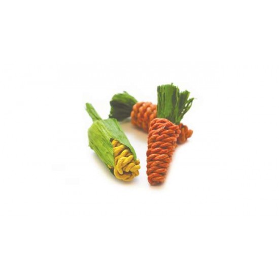 HAPPYPET SISAL CARROTS & CORN MINI 3PCS