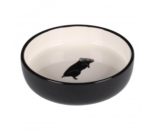 FLAMINGO FEEDING BOWL GUINEA PIG NALA CERAMIC BLACK-WHITE ROUND 200ML 12x3,5CM