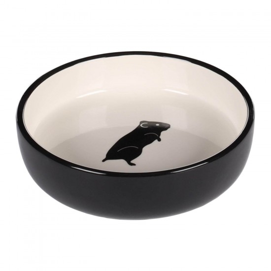 FLAMINGO FEEDING BOWL GUINEA PIG NALA CERAMIC BLACK-WHITE ROUND 200ML 12x3,5CM